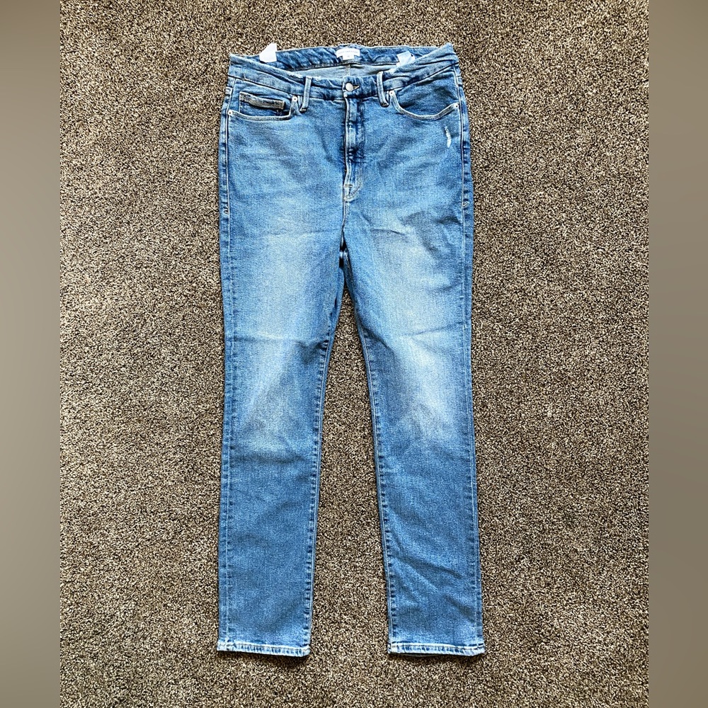 Good American Blue803 Good Classic Stacked 33” Inseam Size 16